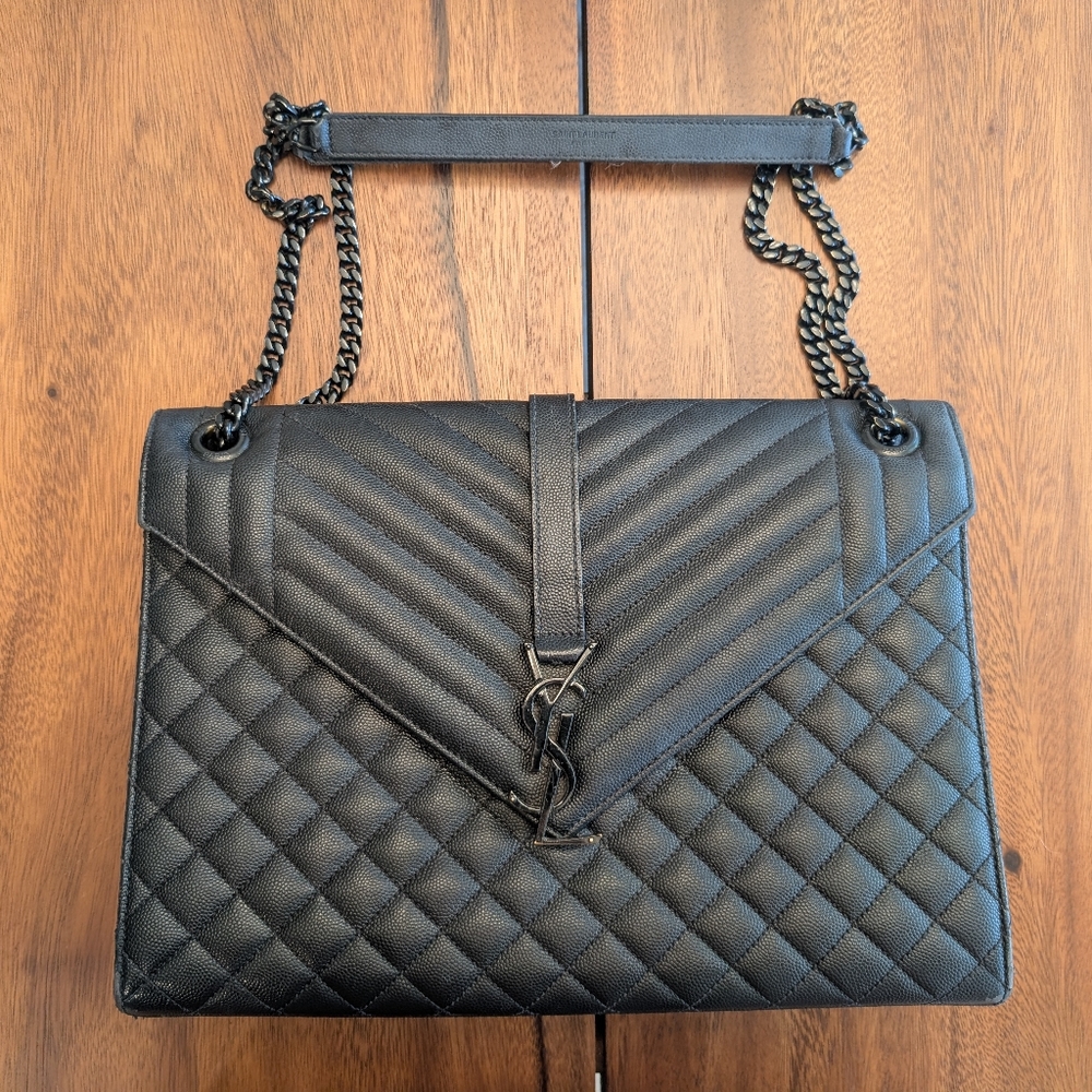 YSL Yves Saint Laurent Black Envelope Shoulder Bag